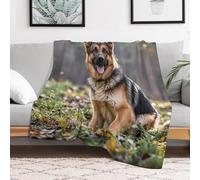 Flannel Fleece Throw Blanket Soft Warm Bedtime Blanket Lightweight & Breathable Custom Office German Shepherd Dog Nap Blankets for Sofa Bed Travel Camping Home Decor 30X40