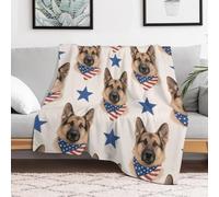 Flannel Fleece Throw Blanket Soft Warm Bedtime Blanket Lightweight & Breathable Custom Office Patriotic German Shepherd Nap Blankets for Sofa Bed Travel Camping Home Decor 40X50