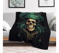 Flannel Fleece Throw Blanket Soft Warm Bedtime Blanket Lightweight & Breathable Custom Office Pirate Skull Nap Blankets for Sofa Bed Travel Camping Home Decor 40X50