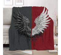 Flannel Fleece Throw Blanket Super King 180x220cm, Cool Wings Pattern Soft Fluffy Sofa Blanket for Adults Kids, Grey Warm and Lightweight Bed Blankets for All Season