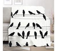 Flannel Fleece Throw Blanket Super King 180x220cm, Simple Bird Silhouette Soft Fluffy Sofa Blanket for Adults Kids, Black Warm and Lightweight Bed Blankets for All Season