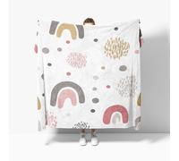 Flannel Fleece Throw Blanket Super King 180x220cm, Soft Fluffy Simple Cartoon Hand-Painted Sofa Blanket for All Season, Warm Lightweight Blankets for Bed, White Blankets for Women Mens Kids