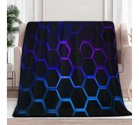 Flannel Fleece Throw Blankets 180 x 200 cm Hexagonal Honeycomb Pattern Soft Cozy Print Throw, Fluffy Fall Blanket Plush Home Decor for Couch Bed Sofa Living Room Bedroom, Gifts Blanket, Black
