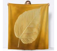 Flannel Fleece Throw Blankets Orange Color, Minimalist Plant Leaves Soft Cozy Print Throw, Fluffy Fall Blanket Plush Home Decor for Couch Bed Sofa Living Room Bedroom, King size