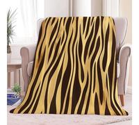 Flannel Fleece Throw Blankets Single Abstract Zebra Stripes Lines Soft Cozy Print Throw, Fluffy Fall Blanket Plush Home Decor for Couch Bed Sofa Living Room Bedroom, Gifts Blanket, Khaki
