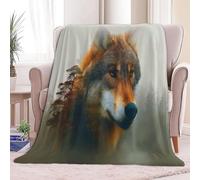 Flannel Fleece Throw Blankets Super King Fantasy Wolf And Forest Soft Cozy Print Throw, Fluffy Fall Blanket Plush Home Decor for Couch Bed Sofa Living Room Bedroom, Gifts Blanket, Grey