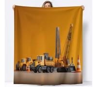 Flannel Fleece Throw Blankets Super King Simple Children'S Toy Car Soft Cozy Print Throw, Fluffy Fall Blanket Plush Home Decor for Couch Bed Sofa Living Room Bedroom, Gifts Blanket, Yellow