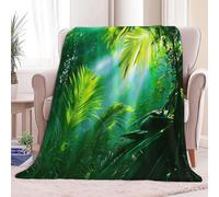 Flannel Fleece Throw Blankets Throw Natural Tropical Jungle Sunlight Soft Cozy Print Throw, Fluffy Fall Blanket Plush Home Decor for Couch Bed Sofa Living Room Bedroom, Gifts Blanket, Green