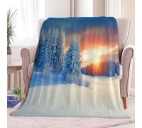 Flannel Fleece Throw Blankets Throw Natural Winter Snow Scene Soft Cozy Print Throw, Fluffy Fall Blanket Plush Home Decor for Couch Bed Sofa Living Room Bedroom, Gifts Blanket, Navy Blue