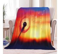 Flannel Fleece Throw Blankets Throw Plant Dandelion Fluttering Elegantly Soft Cozy Print Throw, Fluffy Fall Blanket Plush Home Decor for Couch Bed Sofa Living Room Bedroom, Gifts Blanket, Orange Color