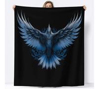 Flannel King Size Blanket for Boys Girls Kids 79 × 80 inch, Soft Warm and Fluffy Sofa Bed Simple Mysterious Animal Viking Wu Printed Throw Blanket - Black Blankets for Couch Office