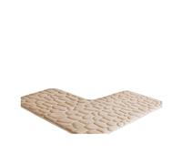 Flannel L-shaped Bathroom Absorbent Foot Mat Solid Color Shower Room Door Non-slip Thick Toilet Mat Entrance Mat(Beige,150x150x45cm)