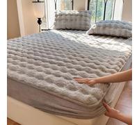 Flannel Milk Velvet Fitted Sheet,12" Deep Pocket Plush Shaggy Ultra Soft Fuzzy,Twin/Single Small Double Cozy Comfy Flannel Bottom Sheet,Fashionable and Luxurious(Grey,120x200cm)