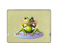 Flannel Non-Slip The Funny Frog Doing Yoga Printed Bath Mat 63x48in – Indoor Rugs, Comfortable & Durable Entryway Pads