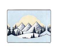 Flannel Non-Slip White Snowy Mountains Printed Bath Mat 63x48in â€“ Indoor Rugs, Comfortable & Durable Entryway Pads