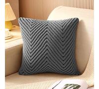 Flannel Pillow Covers Decorative Square Cushion Covers Modern Ripple Pattern Soft Sofa Pillowcases for Living Room