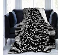 Flannel Plush Fashion Throw Blanket, Unknown Pleasures Abstract White Black Wave Mountain Pattern Blankets for Cold Weather Airplane Decorative, Air Conditioning Blanket and Quality Lightweight