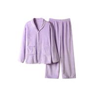 Flannel Pyjamas Set Women Fleece Fluffy Warm Pjs Sets Button Down Tops Pants Lounge Set Fuzzy Matching Sleepwear Sherpa Winter Warm Pjs Thickened Plushed Loungewear Fur Teddy Nightwear