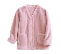 Flannel Pyjamas Women's Fleece Pajama Winter Warm Sleepwear Thickened Plush Home Wear Fluffy Fuzzy Sherpa Lounge Wear PJs Loungewear Comfy Soft Nightwear Button Down V Neck Top with Pocket