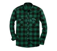 Flannel Shirt Checked Shirt for Men Plaid Shirts Cotton Lumberjack Regular Fit Long Sleeve Casual Plaid Shirts Cotton Button Down Loose-Fit Collared Autumn Winter Tartan Tee UK Size 8 10 12 14 16 18