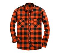 Flannel Shirt Checked Shirt for Men Plaid Shirts Cotton Lumberjack Regular Fit Long Sleeve Casual Plaid Shirts Cotton Button Down Loose-Fit Collared Autumn Winter Tartan Tee UK Size 8 10 12 14 16 18