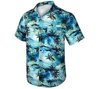 Flannel Shirt Checked Shirts for Men Casual Polo Men's Casual Fashion Loose 3D Printed Lapel Button Short Sleeved Beach Shirt Men's Muscle Fit Shirts Clothes (Sky Blue, XXXXXXL)