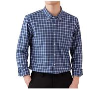 Flannel Shirt for Men Clearance Checkered Long Sleeved Lapel Button Down Plaid Cotton Shirts,Mens Classic Office Business Formal Tops 2025 Spring Fall Lumberjack Blouses with Pocket UK Size 8-18
