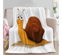 Flannel Single Size Blanket for Boys Girls Kids 59 × 80 inch, Soft Warm and Fluffy Sofa Bed Cute Animal Snail Printed Throw Blanket - Cream Blankets for Couch Office