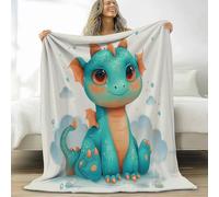 Flannel Small Single Size Blanket for Boys Girls Kids 51 × 60 inch, Soft Warm and Fluffy Sofa Bed Cute Animal Dragon Printed Throw Blanket - Cream Blankets for Couch Office