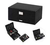 Flannel Storage Box Sophisticated Modern Decorative Jewelry Practical Trinket For Gift For Women for Necklaces Rings Earrings Bracelets, Watches,(Black)