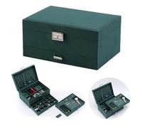 Flannel Storage Box Sophisticated Modern Decorative Jewelry Practical Trinket For Gift For Women for Necklaces Rings Earrings Bracelets, Watches,(Green)