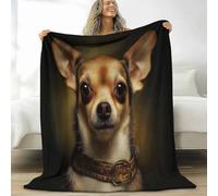 Flannel Super King Size Blanket for Boys Girls Kids 87 × 95 inch, Soft Warm and Fluffy Sofa Bed Exquisite Animal Chihuahua Printed Throw Blanket - Brown Blankets for Couch Office