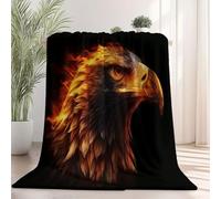 Flannel Throw Blanket 150×200 cm, Close-Up Texture Eagle Head Animals Printed, Black Soft Fluffy Blanket for Bedroom Living Rooms Office, Great Gift for Christmas/Thanksgiving