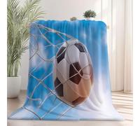 Flannel Throw Blanket 180×200 cm, Close-Up Soccer Sports Goal Printed, Grey Soft Fluffy Blanket for Bedroom Living Rooms Office, Great Gift for Christmas/Thanksgiving
