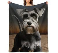 Flannel Throw Blanket 30"x40" - Ultra Soft Plush Blankets for Couch, Bed, Camping - Lightweight Animal Schnauzer Dog Blanket for Women, Men, Gift, Machine Washable