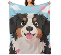 Flannel Throw Blanket 30"x40" - Ultra Soft Plush Blankets for Couch, Bed, Camping - Lightweight Bernese Dog Hearts Blanket for Women, Men, Gift, Machine Washable