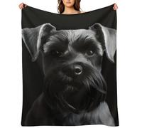Flannel Throw Blanket 30"x40" - Ultra Soft Plush Blankets for Couch, Bed, Camping - Lightweight Black Schnauzer Dog Blanket for Women, Men, Gift, Machine Washable