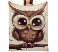 Flannel Throw Blanket 30"x40" - Ultra Soft Plush Blankets for Couch, Bed, Camping - Lightweight Cute Owl Blanket for Women, Men, Gift, Machine Washable