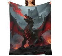 Flannel Throw Blanket 30"x40" - Ultra Soft Plush Blankets for Couch, Bed, Camping - Lightweight Fantasy Dragon Blanket for Women, Men, Gift, Machine Washable