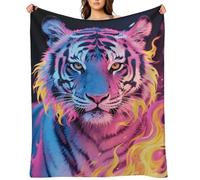 Flannel Throw Blanket 30"x40" - Ultra Soft Plush Blankets for Couch, Bed, Camping - Lightweight Fire Tiger Blanket for Women, Men, Gift, Machine Washable