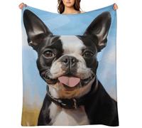Flannel Throw Blanket 30"x40" - Ultra Soft Plush Blankets for Couch, Bed, Camping - Lightweight Lovely Boston Terrier Blanket for Women, Men, Gift, Machine Washable
