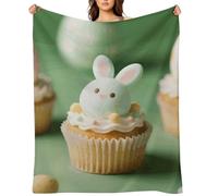 Flannel Throw Blanket 30"x40" - Ultra Soft Plush Blankets for Couch, Bed, Camping - Lightweight Paper Cupcake Easter Egg Blanket for Women, Men, Gift, Machine Washable