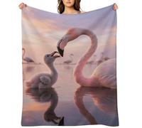 Flannel Throw Blanket 30"x40" - Ultra Soft Plush Blankets for Couch, Bed, Camping - Lightweight Pretty Sunset Pink Flamingo Blanket for Women, Men, Gift, Machine Washable