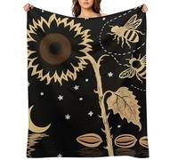 Flannel Throw Blanket 30"x40" - Ultra Soft Plush Blankets for Couch, Bed, Camping - Lightweight Yellow Sunflower Bumble Bee Black Fall Blanket for Women, Men, Gift, Machine Washable