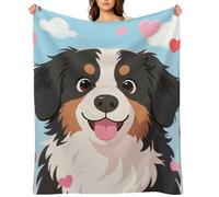 Flannel Throw Blanket 40"x50" - Ultra Soft Plush Blankets for Couch, Bed, Camping - Lightweight Bernese Dog Hearts Blanket for Women, Men, Gift, Machine Washable