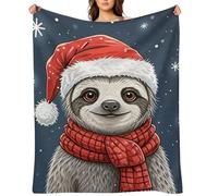 Flannel Throw Blanket 40"x50" - Ultra Soft Plush Blankets for Couch, Bed, Camping - Lightweight Christmas Sloth Blanket for Women, Men, Gift, Machine Washable