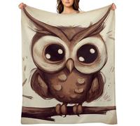 Flannel Throw Blanket 40"x50" - Ultra Soft Plush Blankets for Couch, Bed, Camping - Lightweight Cute Owl Blanket for Women, Men, Gift, Machine Washable