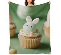 Flannel Throw Blanket 40"x50" - Ultra Soft Plush Blankets for Couch, Bed, Camping - Lightweight Paper Cupcake Easter Egg Blanket for Women, Men, Gift, Machine Washable