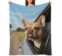 Flannel Throw Blanket 40"x50" - Ultra Soft Plush Blankets for Couch, Bed, Camping - Lightweight Puppy Dog Boston Terrier Blanket for Women, Men, Gift, Machine Washable