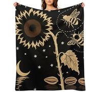 Flannel Throw Blanket 40"x50" - Ultra Soft Plush Blankets for Couch, Bed, Camping - Lightweight Yellow Sunflower Bumble Bee Black Fall Blanket for Women, Men, Gift, Machine Washable